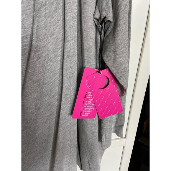 Yogalicious Womens Top Size 2X Gray Drape Faux Wrap Cowl Neck Heather Tunic NEW - Picture 3 of 4
